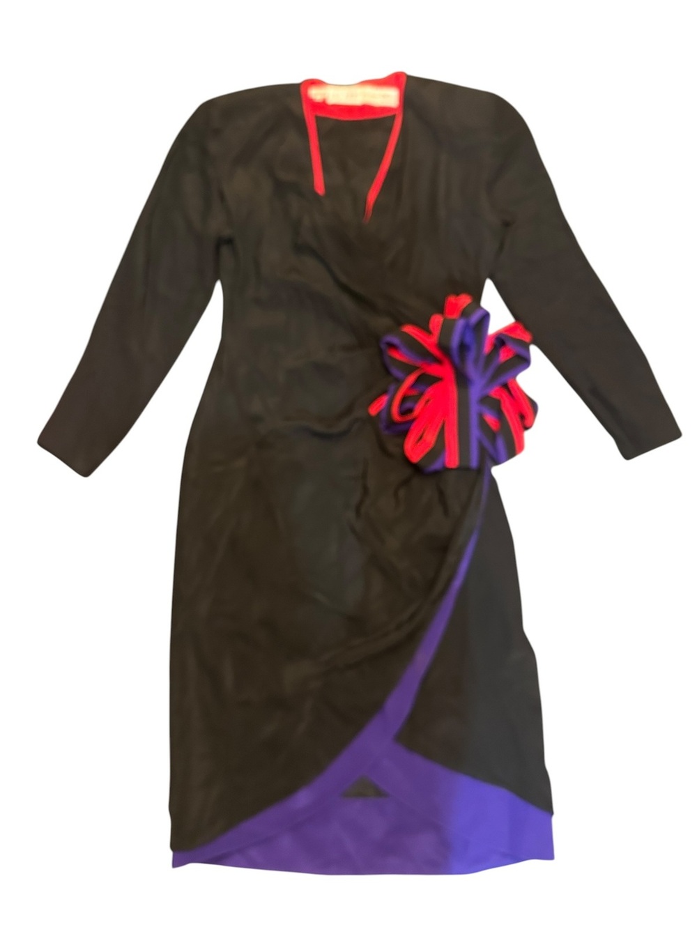 Pia Rucci Black Silk Wrap Dress